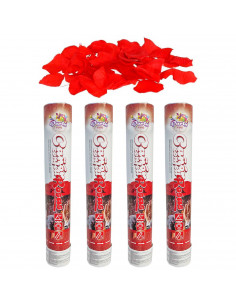Tradineur - Pack de 4 cañones de confeti de aire comprimido, popper, cracker de confetti, cumpleaños, bodas, fiestas, celebracio