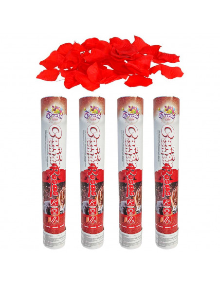 Tradineur - Pack de 4 cañones de confeti de aire comprimido, popper, cracker de confetti, cumpleaños, bodas, fiestas, celebracio
