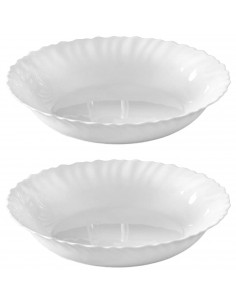 Tradineur - Pack de 2 Fuentes Redondo hondos modelo Titan - Fabricado en Vidrio Opal - Moderno diseño ondulado - Ideal para cena