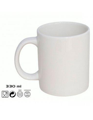 Tradineur - Pack de 6 tazas de porcelana, tazón desayuno, café, infusiones, diseño clásico, aptas para lavavajillas y microondas
