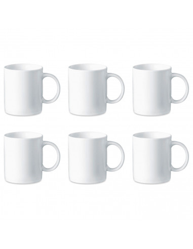 Tradineur - Pack de 6 tazas de porcelana, tazón desayuno, café, infusiones, diseño clásico, aptas para lavavajillas y microondas