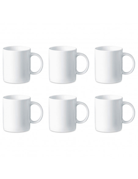 Tradineur - Pack de 6 tazas de porcelana, tazón desayuno, café, infusiones, diseño clásico, aptas para lavavajillas y microondas