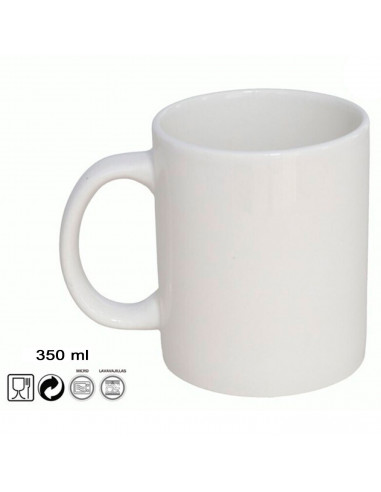 Tradineur - Pack de 6 tazas de porcelana, tazón desayuno, café, infusiones, diseño clásico, aptas para lavavajillas y microondas