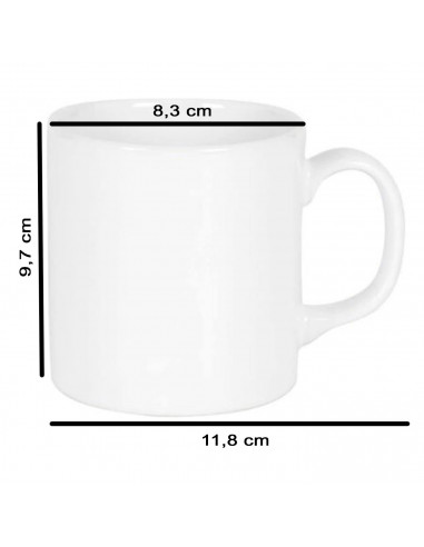 Tradineur - Pack de 6 tazas de porcelana, tazón desayuno, café, infusiones, diseño clásico, aptas para lavavajillas y microondas