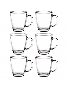 Tradineur - Pack de 6 Taza de vidrio Transparente - Modelo Lisboa - Capacidad de 30 CL - Apto para lavavajillas - Ideal para ser