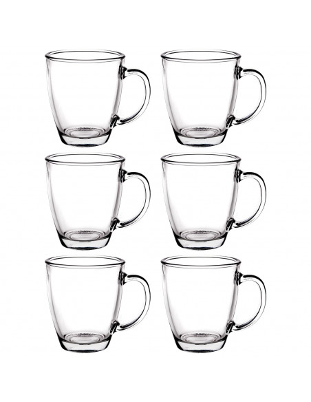 Tradineur - Pack de 6 Taza de vidrio Transparente - Modelo Lisboa - Capacidad de 30 CL - Apto para lavavajillas - Ideal para ser