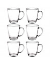 Tradineur - Pack de 6 Taza de vidrio Transparente - Modelo Lisboa - Capacidad de 30 CL - Apto para lavavajillas - Ideal para ser