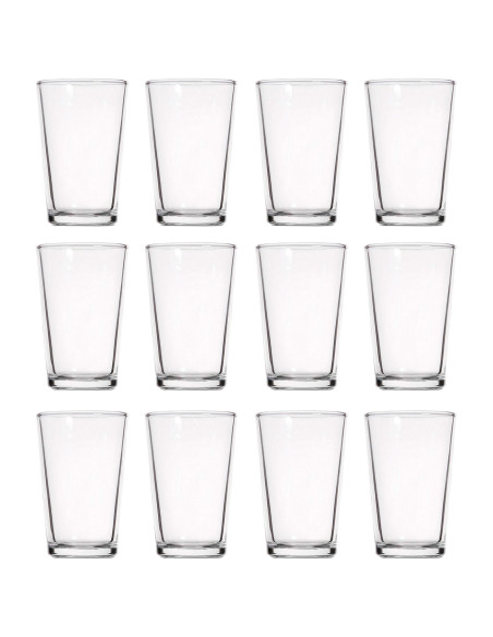 Tradineur - Pack de 12 Vasos modelo "Caña" - Capacidad de 9 cl (3,16 oz) - Fabricado en Vidrio - Apto para lavavajillas y microo