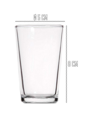 Tradineur - Pack de 12 Vasos modelo "Caña" - Capacidad de 9 cl (3,16 oz) - Fabricado en Vidrio - Apto para lavavajillas y microo