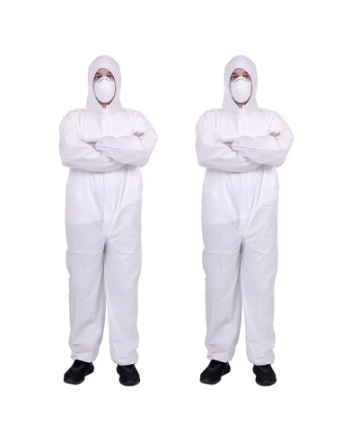 Tradineur - Pack de 2 trajes protectores de trabajo, mono desechable y ajustable, integral, protección, multiusos, bricolaje, me