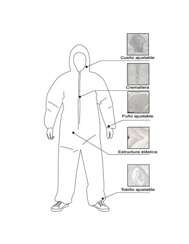 Tradineur - Pack de 2 trajes protectores de trabajo, mono desechable y ajustable, integral, protección, multiusos, bricolaje, me