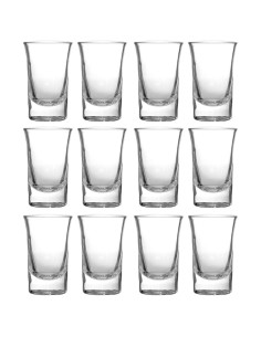 Tradineur - Pack de 12 Vasos para chupitos modelo "Irlandes" - Capacidad de 3,4 cl (1,14 oz) - Fabricado en Vidrio - Apto para l