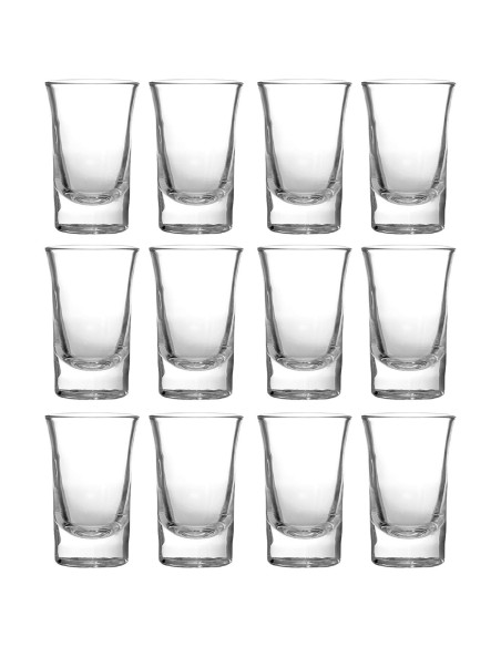 Tradineur - Pack de 12 Vasos para chupitos modelo "Irlandes" - Capacidad de 3,4 cl (1,14 oz) - Fabricado en Vidrio - Apto para l