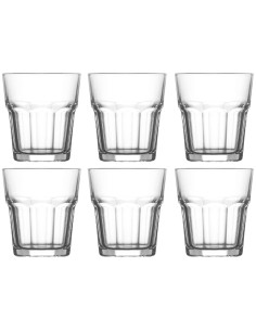 Tradineur - Pack de 6 Vasos modelo Aras - Fabricado en Cristal - Capacidad de 200 cc - Base gruesa - Apto para lavavajillas - Ø