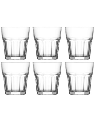 Tradineur - Pack de 6 Vasos modelo Aras - Fabricado en Cristal - Capacidad de 200 cc - Base gruesa - Apto para lavavajillas - Ø