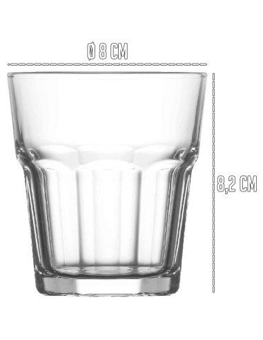 Tradineur - Pack de 6 Vasos modelo Aras - Fabricado en Cristal - Capacidad de 200 cc - Base gruesa - Apto para lavavajillas - Ø
