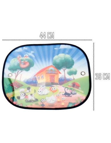 Tradineur - Set de 2 Parasoles Infantiles para ventanillas de coches - Fabricado en Tela y Plástico - Protección contra rayo UV