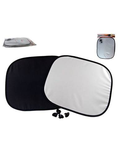 Tradineur - Set de 2 Parasoles para ventanillas de coches - Fabricado en Tela y Plástico - Protección contra rayo UV - 36 x 44 c