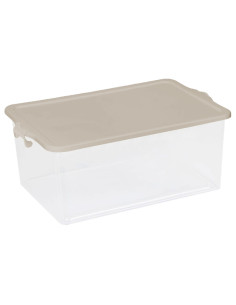 Tradineur - Caja de Almacenamiento Transparente N.º 13 - 55 Litros - Fabricado en Plástico - Cierre Hermético y Seguro - 27,5 x