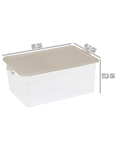 Tradineur - Caja de Almacenamiento Transparente N.º 13 - 55 Litros - Fabricado en Plástico - Cierre Hermético y Seguro - 27,5 x