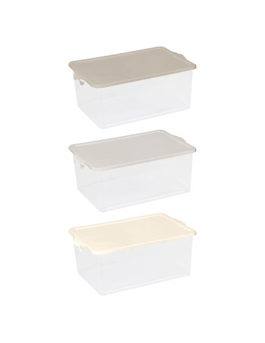 Tradineur - Caja de Almacenamiento Transparente N.º 13 - 55 Litros - Fabricado en Plástico - Cierre Hermético y Seguro - 27,5 x