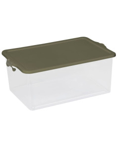 Tradineur - Caja de Almacenamiento Transparente con tapa N.º 13 - 55 Litros - Fabricado en Plástico - Cierre Hermético y Seguro