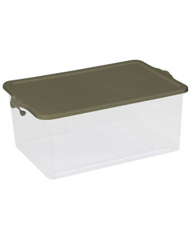 Tradineur - Caja de Almacenamiento Transparente con tapa N.º 13 - 55 Litros - Fabricado en Plástico - Cierre Hermético y Seguro