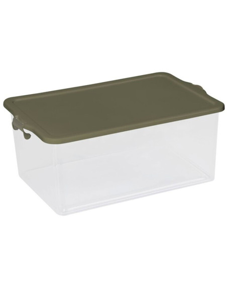 Tradineur - Caja de Almacenamiento Transparente con tapa N.º 13 - 55 Litros - Fabricado en Plástico - Cierre Hermético y Seguro