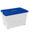 Tradineur - Caja de Almacenamiento con Ruedas y Asa N.º 4 - 78 Litros - Fabricado en Plástico - Cierre Hermético y Seguro - 41 x