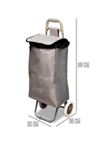 Tradineur - Carro de compra modelo "Trolley" - Fabricado en Poliéster y Metal - Ligero y resistente - 90 x 35 x 30 cm - Color Al