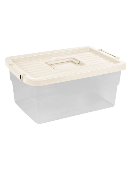 Tradineur - Caja de Almacenamiento Transparente N.º 1 - 18 Litros - Fabricado en Plástico - Cierre Hermético y Seguro - 19 x 40