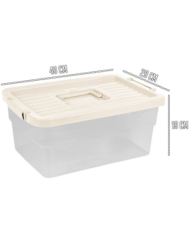 Tradineur - Caja de Almacenamiento Transparente N.º 1 - 18 Litros - Fabricado en Plástico - Cierre Hermético y Seguro - 19 x 40