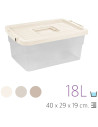 Tradineur - Caja de Almacenamiento Transparente N.º 1 - 18 Litros - Fabricado en Plástico - Cierre Hermético y Seguro - 19 x 40