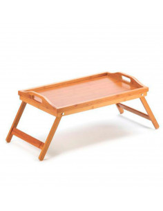 Bandeja de cama plegable de bambú 49 x 29,5 cm. Mesa para desayuno, ordenador portátil con patas plegables