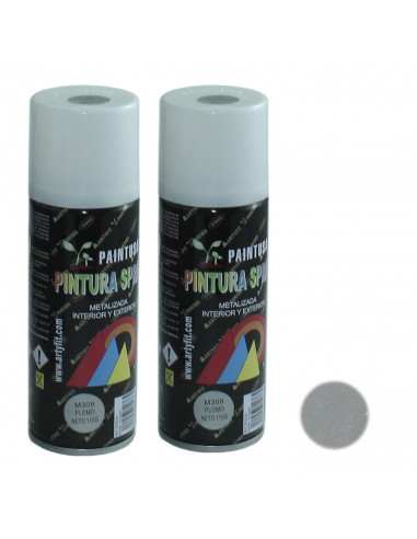 Montoro - Pack de 2 botes de pintura en spray color plomo M308, 200 ml, válido para multitud de superficies de interior y exteri