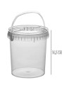 Tradineur - Pack de 2 Botes redondos Transparente con Asa - Fabricado en España - Capacidad de 1,4 Litros - Apto para uso alimen