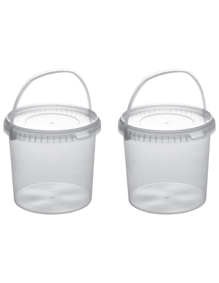 Tradineur - Pack de 2 Botes redondos Transparente con Asa - Fabricado en España - Capacidad de 3,7 Litros - Apto para uso alimen