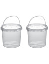 Tradineur - Pack de 2 Botes redondos Transparente con Asa - Fabricado en España - Capacidad de 3,7 Litros - Apto para uso alimen