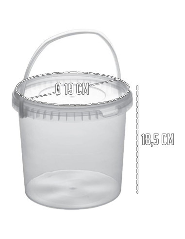 Tradineur - Pack de 2 Botes redondos Transparente con Asa - Fabricado en España - Capacidad de 3,7 Litros - Apto para uso alimen