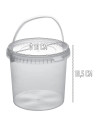 Tradineur - Pack de 2 Botes redondos Transparente con Asa - Fabricado en España - Capacidad de 3,7 Litros - Apto para uso alimen