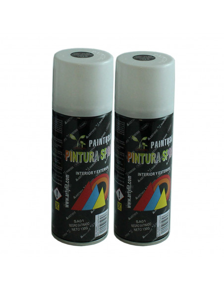 Montoro - Pack 2 botes de pintura en negro satinado SA01 200 ml, válido para multitud de superficies de interior y exterior. Pin Montoro - Pack 2 botes de pintura en negro satinado SA01 200 ml, válido para multitud de superficies de interior y exterior. Pin