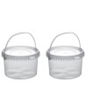 Tradineur - Pack de 2 Botes redondos Transparente con Asa - Fabricado en España - Capacidad de 2,5 Litros - Apto para uso alimen
