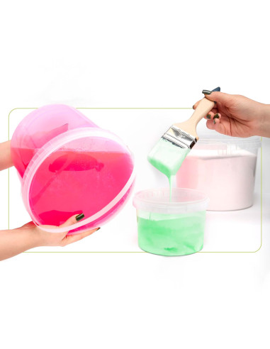 Tradineur - Pack de 2 Botes redondos Transparente con Asa - Fabricado en España - Capacidad de 2,5 Litros - Apto para uso alimen