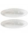 Tradineur - Pack de 2 Fuentes Ovaladas - Fabricado en Vidrio Opal - Bordes Ondulados - Ideal tanto para la hostelería como el ho