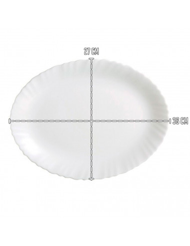 Tradineur - Pack de 2 Fuentes Ovaladas - Fabricado en Vidrio Opal - Bordes Ondulados - Ideal tanto para la hostelería como el ho