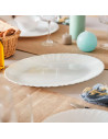 Tradineur - Pack de 2 Fuentes Ovaladas - Fabricado en Vidrio Opal - Bordes Ondulados - Ideal tanto para la hostelería como el ho