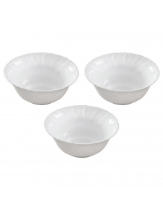 Tradineur - Pack de 3 cuencos Lavafrutas - Modelo Titan - Fabricado en Vidrio Opal - Bordes Ondulados - Ideal tanto para la host