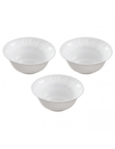 Tradineur - Pack de 3 cuencos Lavafrutas - Modelo Titan - Fabricado en Vidrio Opal - Bordes Ondulados - Ideal tanto para la host