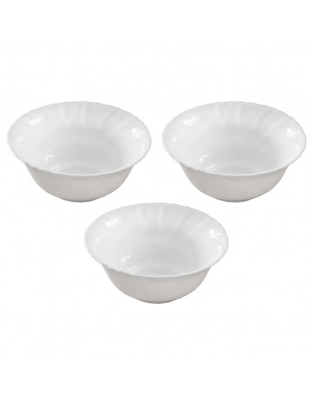 Tradineur - Pack de 3 cuencos Lavafrutas - Modelo Titan - Fabricado en Vidrio Opal - Bordes Ondulados - Ideal tanto para la host
