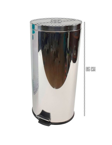 Tradineur - Papelera con apertura de Pedal - Fabricado en Acero Inoxidable - Capacidad de 30 Litros - Ideal para cocinas, oficin
